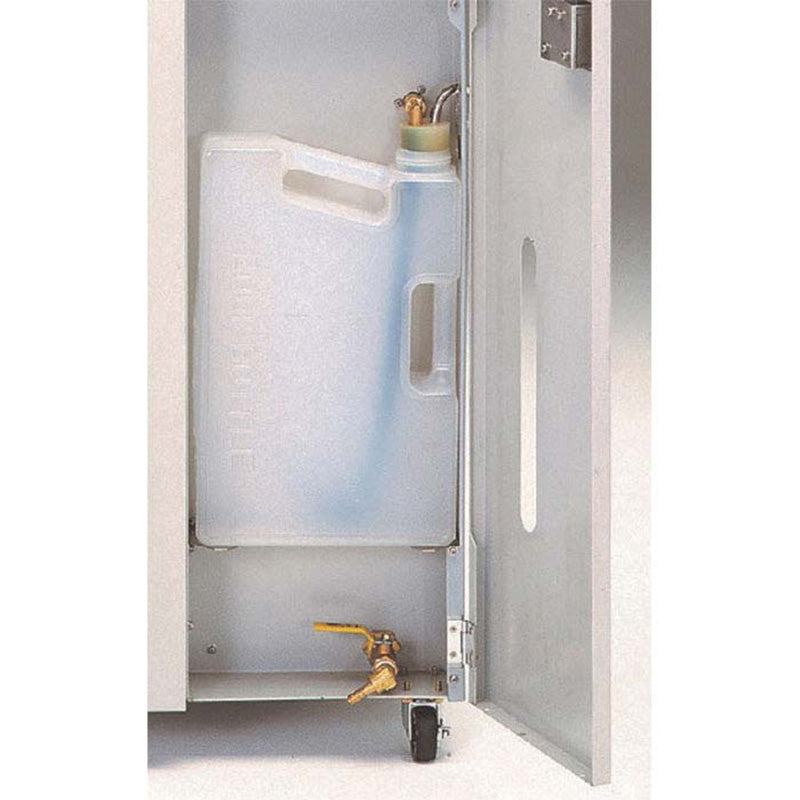 Yamato SM series autoclave with door open showing the drain bottle