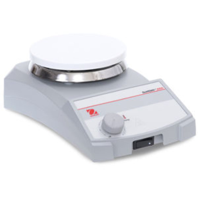 Ohaus e-G21HPRDS analog laboratory hotplate with round ceramic-coated stainless steel plate, 120V