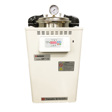 Yamato SK-112C 18L Compact Autoclave Steam Sterilizer (220V) with stainless steel chamber and digital PID controller.