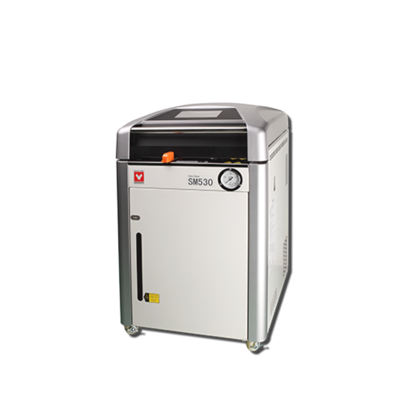 Yamato SM-530 large capacity autoclave steam sterilizer with integrated dryer, 50 L chamber, 7-inch touch panel controls, and pressure gauge