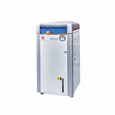 Yamato SQ-500C 50L 115V high-capacity top-loading autoclave steam sterilizer on a white background.