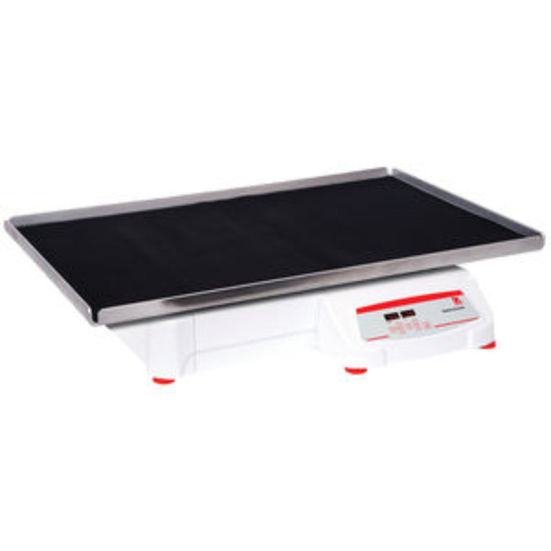 Ohaus SHHD6850DG heavy-duty orbital shaker with a large rectangular tray, black rubber mat, and front digital control panel.
