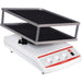 SHRK07AL2 two-tier rocking shaker with two black trays, a white base, and front-mounted analog controls.