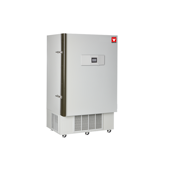 Yamato VUF-701U upright ultra-low freezer, 25 cu ft, touchscreen control, powder coated steel cabinet, six lockable casters